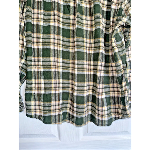 Eddie Bauer Sz XXL Men's Green Plaid Flannel Shirt Long Sleeve Button Up - Picture 11 of 11